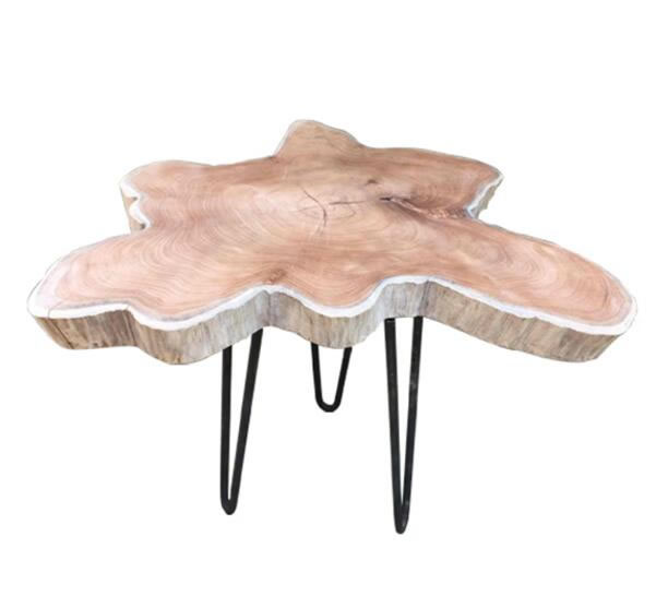 Table with steel legs,Teak Furniture