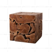 Teak root cube stool