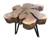 Teak root table with steel legs