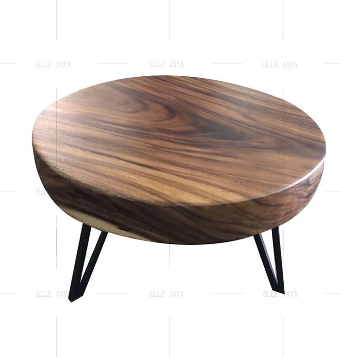 Round table with steel legs,Teak Furniture