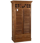 Tall cabinet with louvre doors