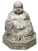 Happy buddha sitting on money