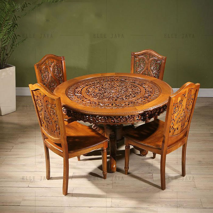 Round table with four chairs,Teak Furniture