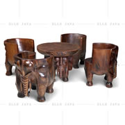 Elephant table with four elephant chairs
