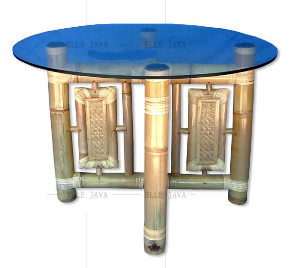 Round glass table,Bamboo Furniture