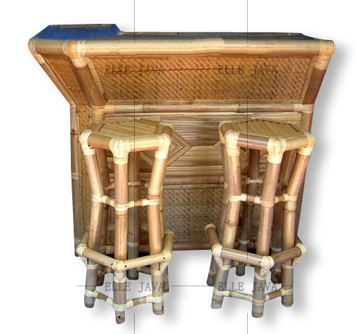 Bar with two stools,Bamboo Furniture